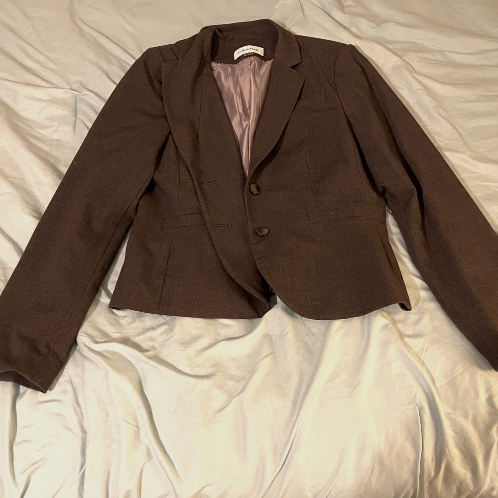 Gray Blazer Size 12 Petite by Calvin Klein